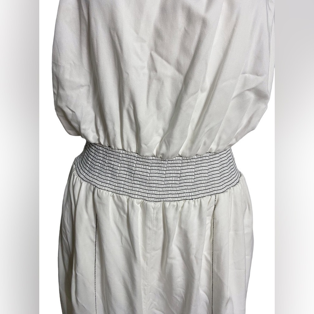 Tracy Reese White One Shoulder Sleeveless Jumpsuit with Smocked Waist NWT - Picture 4 of 16